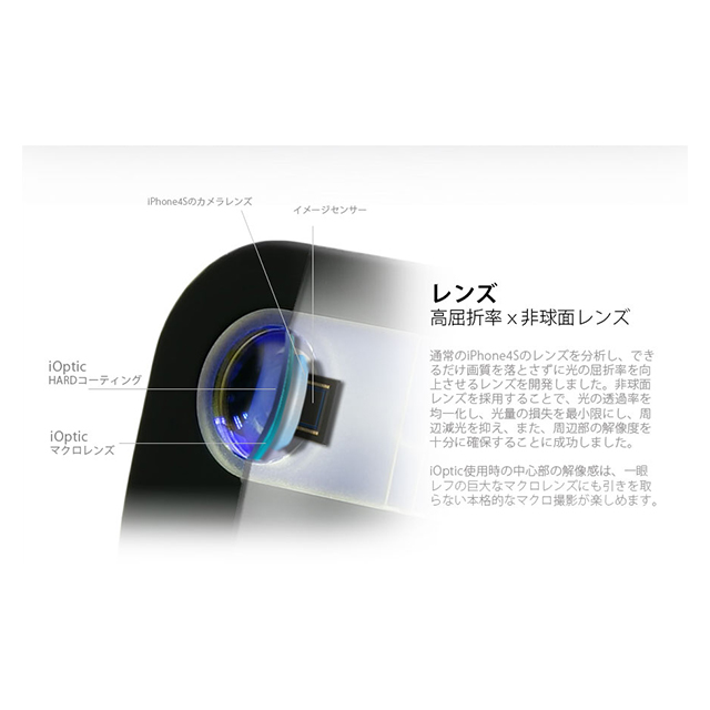 【iPhone ケース】iOptic(Black) マクロレンズ搭載ケース iPhone4S/4サブ画像