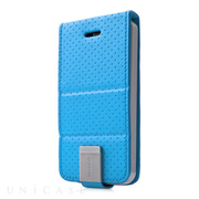 【iPhoneSE(第1世代)/5s/5 ケース】Folder Case Upper Polka Blue/Grey