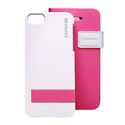 【iPhoneSE(第1世代)/5s/5 ケース】Smart Folder Case Sider Belt： Pink/White