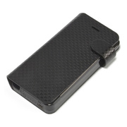 【iPhone5s/5 ケース】Leather Battery Case (ブラック スクウェア)