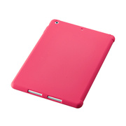 【iPad Air(第1世代) ケース】スマートカバー対応 抗菌シリコンケースセット(ピンク)