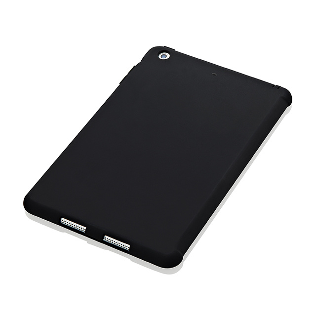 【iPad mini3/2/1 ケース】スマートカバー対応 抗菌シリコンケースセット(ブラック)