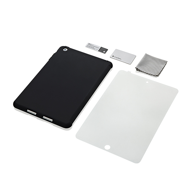 【iPad mini3/2/1 ケース】スマートカバー対応 抗菌シリコンケースセット(ブラック)サブ画像
