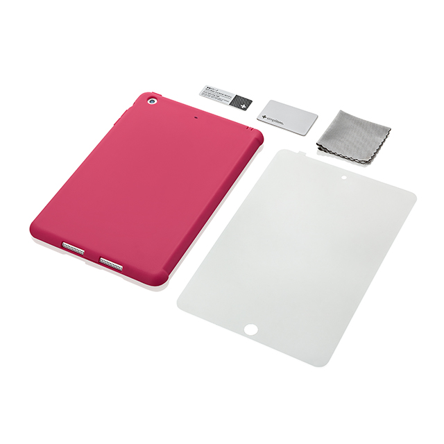 【iPad mini3/2/1 ケース】スマートカバー対応 抗菌シリコンケースセット(ピンク)サブ画像