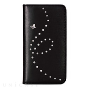 【iPhone5s/5 ケース】Ayano Mystique Flip Papillon Black leather with Crystal