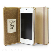 【iPhone5s/5 ケース】DODOcase ハードカバーブックスタイルケース Gold Exterior with Elements Earth Interior ゴールド/アース