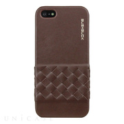 【iPhoneSE(第1世代)/5s/5 ケース】イントレチャート編み込み柄本革ケース Elegant Genuine Leather Case ブラウン IP5ETBN