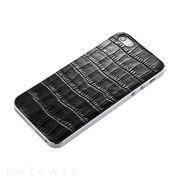 【iPhone5s/5 スキンシール】Crocodile type Leather Panel ブラック
