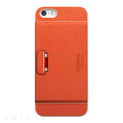 【iPhoneSE(第1世代)/5s/5 ケース】D6 Italian Minerva Box Leather Card Pocket Bar (オレンジ)