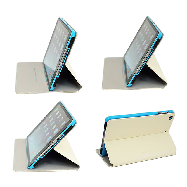 【iPad mini3/2/1 ケース】スタンド機能付き横開きケース Sider Baco, White/Blueサブ画像