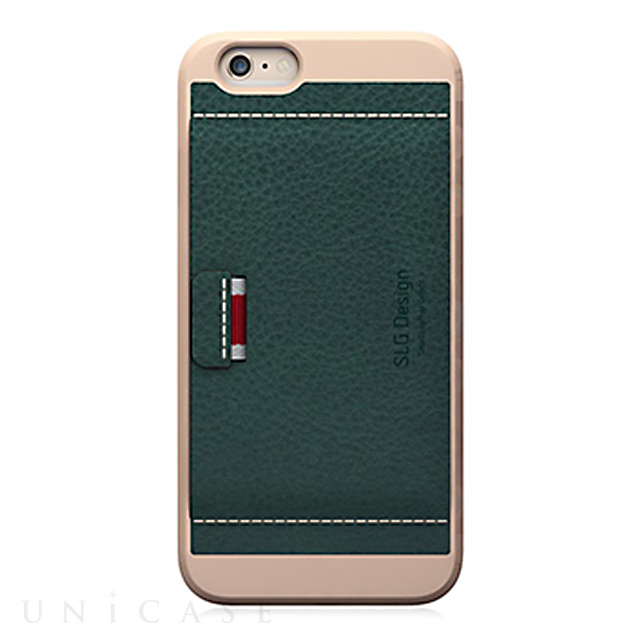 【iPhone6 ケース】D6 Italian Minerva Box Leather Card Pocket Bar (オリーブ)