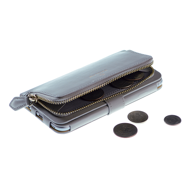 【iPhone6s/6 ケース】BZGLAM レザーコインカバー (グレー)