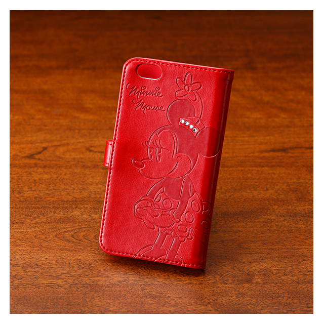 【iPhone6s/6 ケース】石付きエンボスBOOKケース (ミニー/赤)goods_nameサブ画像