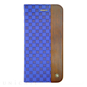 【iPhone6s/6 ケース】Wooden Case with Checker Emboss Blue