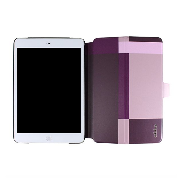 【iPad mini3/2/1 ケース】Dual Face Flip Case SYKES MIX Purple Checker/Metallic Redサブ画像