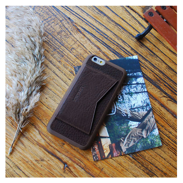 【iPhone6s/6 ケース】Leather Pocket Bar (ダークチョコ)サブ画像