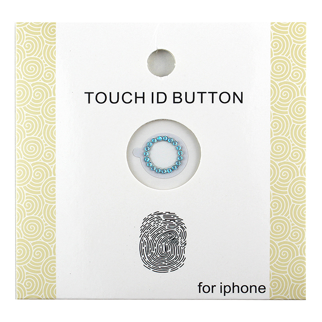 指紋認証対応Touch ID用ホームボタン保護シール キラキラ ラインストーンつき(ライトブルー/ホワイト)サブ画像