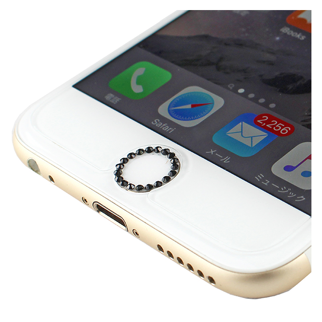 指紋認証対応Touch ID用ホームボタン保護シール キラキラ ラインストーンつき(ブラック/ホワイト)サブ画像