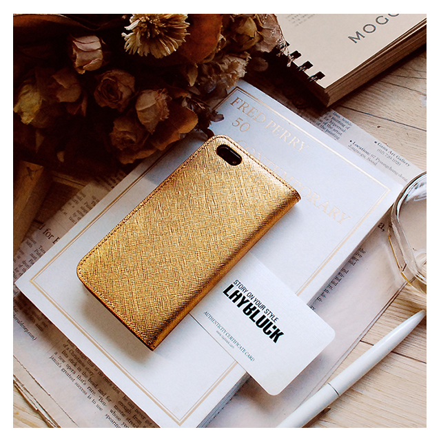 【iPhoneSE(第1世代)/5s/5 ケース】Saffiano Flip Case (ゴールド)サブ画像