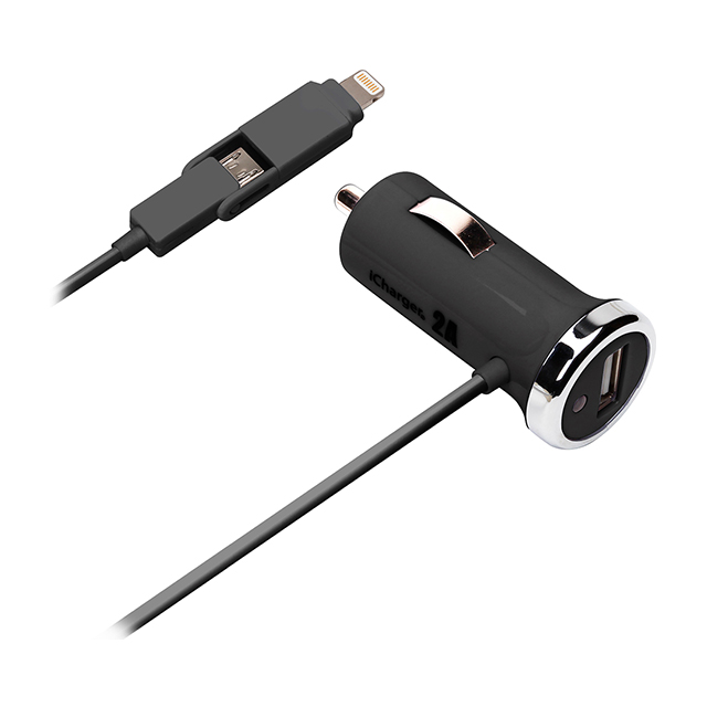 Lightning＋micro USBツインコネクタ DC充電器 USBポート付 (ブラック)サブ画像