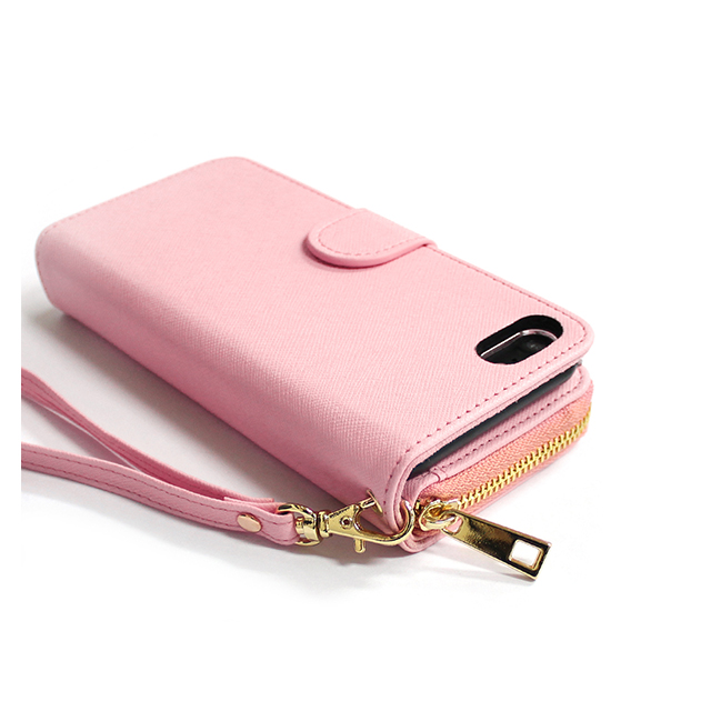 【iPhoneSE(第3/2世代)/8/7 ケース】Zipper お財布付きダイアリーケース (ピンク)サブ画像