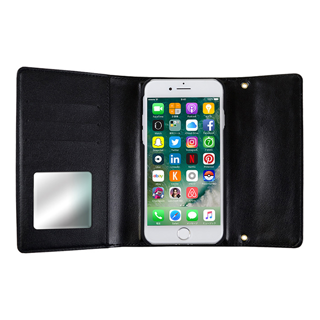 【iPhoneSE(第3/2世代)/8/7 ケース】rienda ローズブライト 財布型手帳 (ブラック)サブ画像