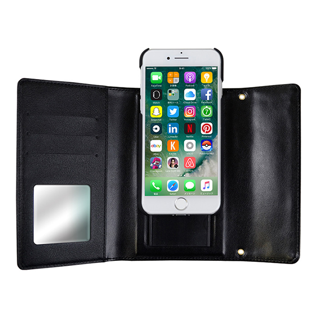 【iPhoneSE(第3/2世代)/8/7 ケース】rienda ローズブライト 財布型手帳 (ブラック)サブ画像