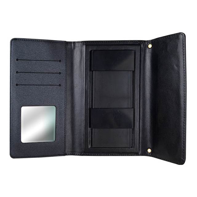 【マルチ スマホケース】rienda マルチM ローズブライト 財布型手帳 (ブラック)サブ画像