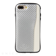 【iPhone8 Plus/7 Plus ケース】プロテクターポケットケース ”FLAMINGO Style-Carbon” (Silver × White)
