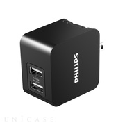 USBウォール充電器 2ポート出力：1A・2.1A (ブラック)