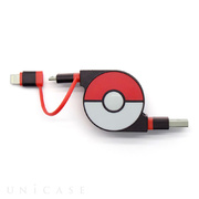 2in1 Retractable USB Cable with Lightning ＆ micro USB POKEMON version 70cm (Red)