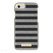 【iPhoneSE(第2世代)/8/7 ケース】Wrap Case (Glitter Stripe Black Saffiano/Silver Glitter)