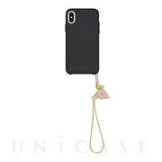 【iPhoneXS/X ケース】Leather Wrap Case with Charm (Black/Heart Charm)