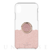 【iPhoneXR ケース】BUNDLE -ROSE GOLD scallop rose gold glitter/clear/spade rose gold ring