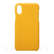 【iPhoneXS/X ケース】Shrunken-Calf Leather Shell Case (Yellow)