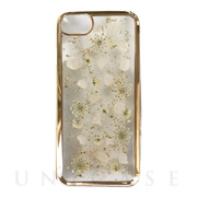【iPhoneSE(第2世代)/8/7/6s/6 ケース】Pressed flower case (White petals_Gold)