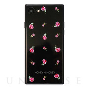 【iPhone8/7 ケース】HONEY MI HONEY スクエア型 ガラスケース (PINK ROSE BLACK)