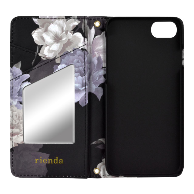 【iPhoneSE(第3/2世代)/8/7/6s/6 ケース】rienda 手帳ケース (全面/Layer Flower/ブラック)サブ画像