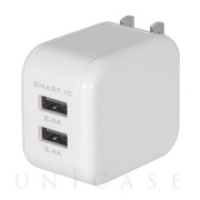AC-USB充電器 USB×2 合計4.8A(2.4A＋2.4A)出力SmartIC スイングプラグ (ホワイト)