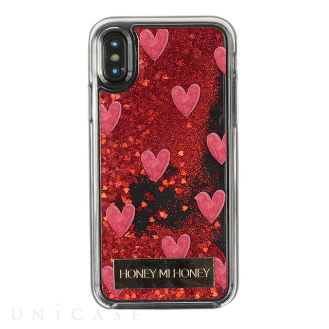 【iPhoneXS/X ケース】グリッターケース (glitter heart RED)