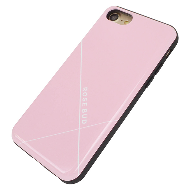 【iPhoneSE(第3/2世代)/8/7/6s/6 ケース】ROSE BUD スタンドミラー付きカード収納型背面ケース (ピンク)サブ画像