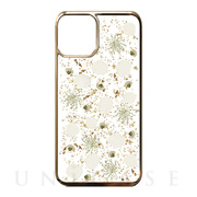 【iPhone11 Pro Max ケース】Pressed flower case (White petals_Gold)