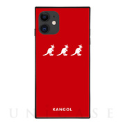 【iPhone11/XR ケース】KANGOL スクエア型 ガラスケース [KANGOL TRIPLE(RED)]