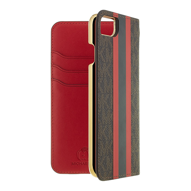 【iPhoneSE(第3/2世代)/8/7 ケース】Folio Case Red Stripe with Charmサブ画像