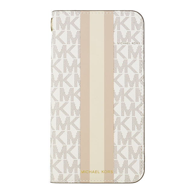 【iPhone11 Pro ケース】Folio Case Beige Pink Stripe with Charmサブ画像