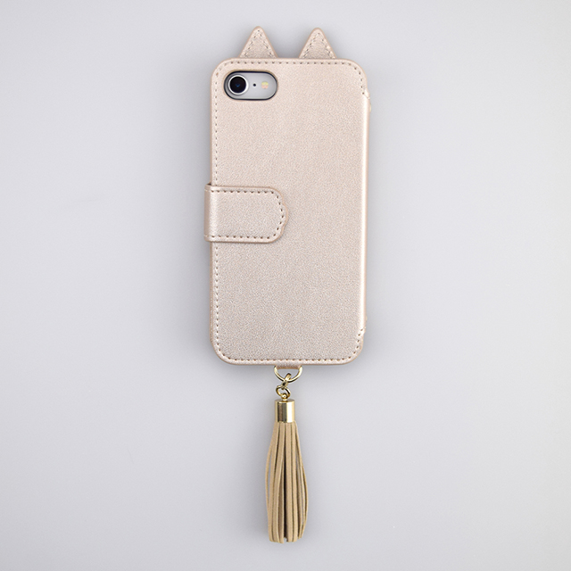 【iPhoneSE(第3/2世代)/8/7 ケース】Tassel Tail Cat Flip Case for iPhoneSE(第2世代) (gold)サブ画像