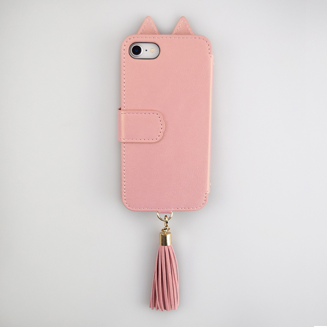 【iPhoneSE(第3/2世代)/8/7 ケース】Tassel Tail Cat Flip Case for iPhoneSE(第2世代) (pink)サブ画像