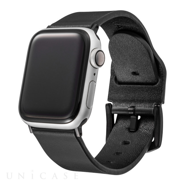【Apple Watch バンド 49/45/44/42mm】Italian Genuine Leather Watchband (Black) for Apple Watch Ultra2/SE(第2/1世代)/Series9/8/7/6/5/4/3/2/1