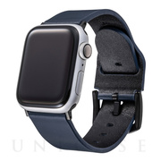 【Apple Watch バンド 49/45/44/42mm】Italian Genuine Leather Watchband (Navy) for Apple Watch Ultra2/SE(第2/1世代)/Series9/8/7/6/5/4/3/2/1