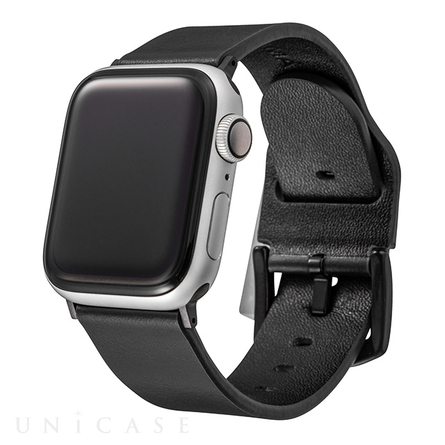 【Apple Watch バンド 41/40/38mm】Italian Genuine Leather Watchband (Black) for Apple Watch SE(第2/1世代)/Series9/8/7/6/5/4/3/2/1